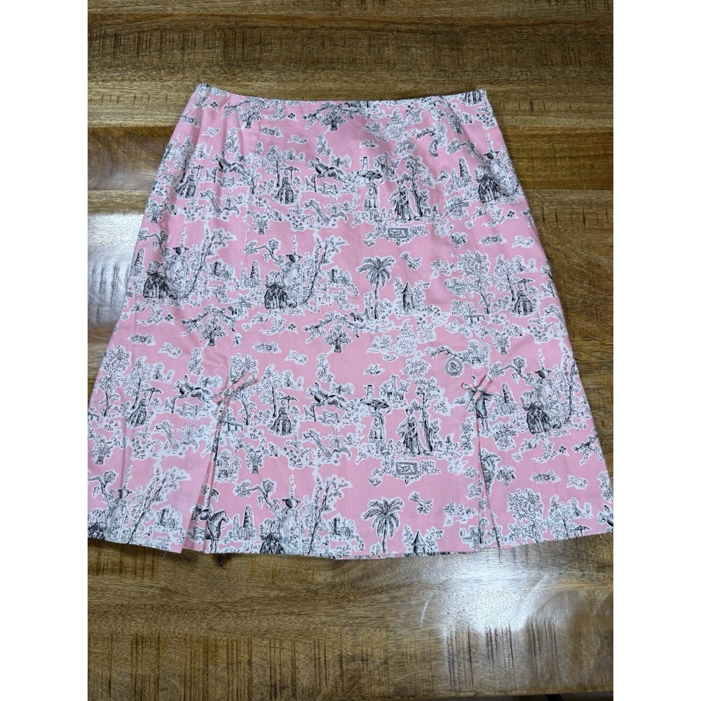 Harold's Pink Toile Print Skirt Size 10 Cotton A Line Scenic Novelty Cottagecore